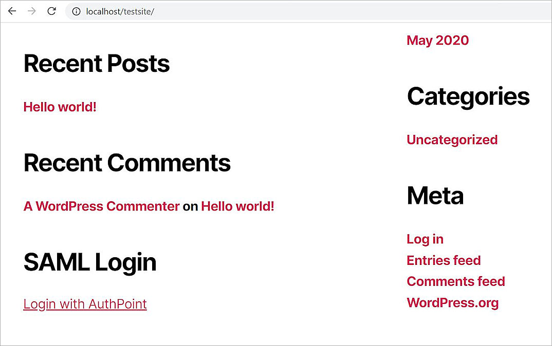 Screen shot of the login