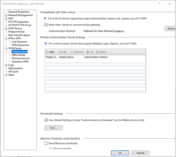 The screenshot of CheckPoint VPN Clients Authentication