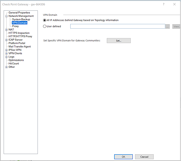 The screenshot of CheckPoint VPN domain