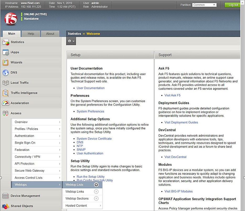 Screenshot of the add Webtop