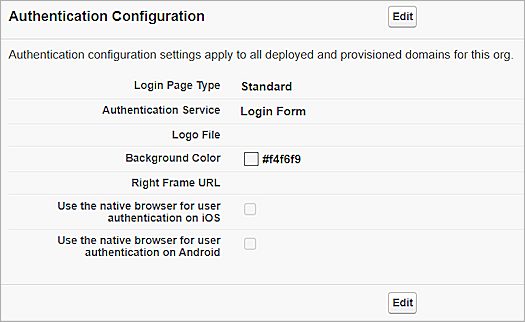 edit authentication configuration
