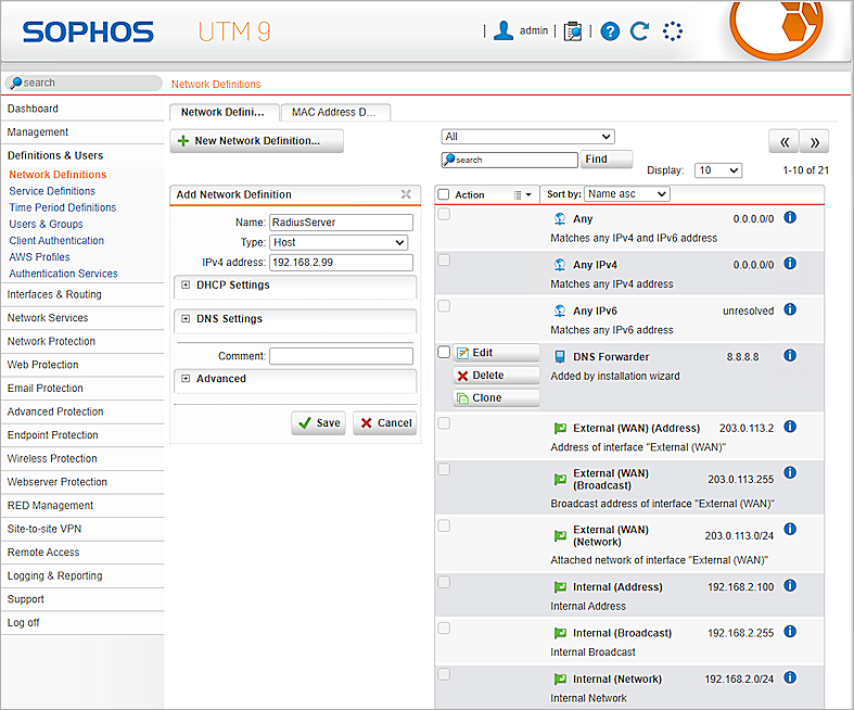 Screenshot of Sophos UTM, picture2