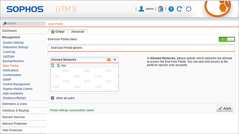 Screenshot of Sophos UTM, picture8