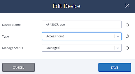 Screenshot of the Edit Device settings in Auvik