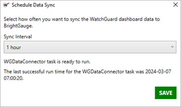 Screenshot of Schedule Data Sync dialog box