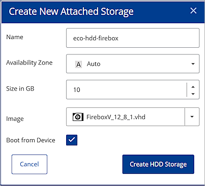 Click Create HDD Storage