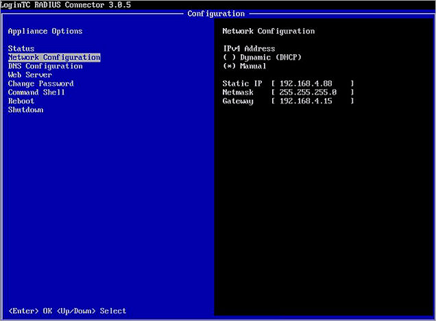 Screenshot of the LoginTC Network Configuration page