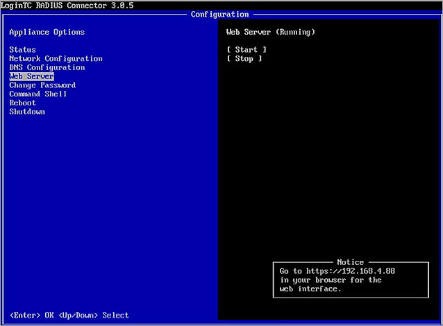 Screenshot of the Web Server status page