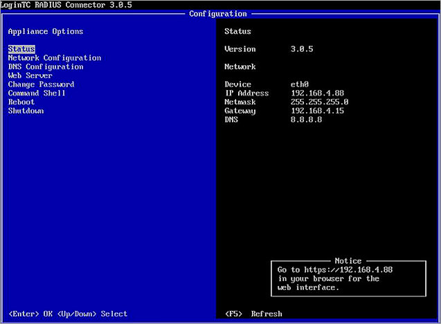 Screenshot of the LoginTC status page