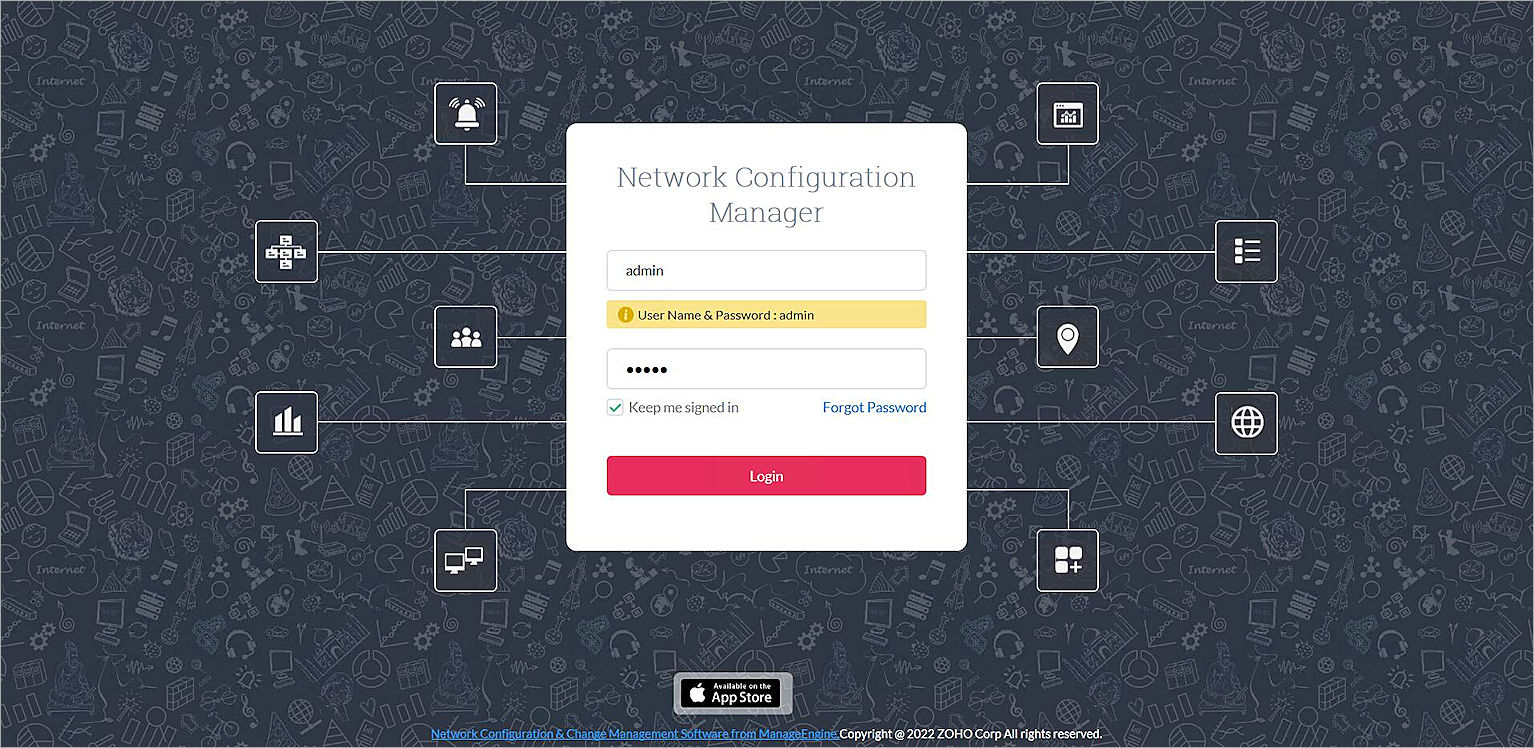 Screen shoto of the Network Configuration Manager login page