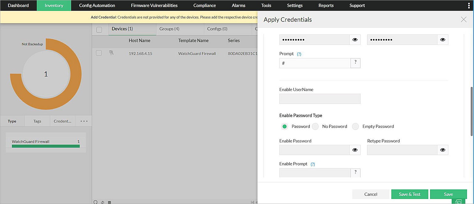 Screen shot of the Apply Credentials dialog box