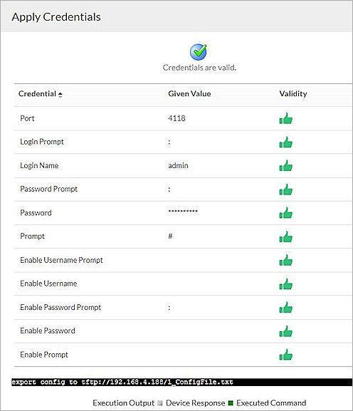 Screen shot of a successful test result