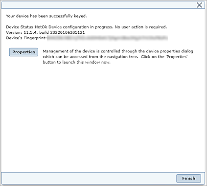 Screen shot of the success dialog box.