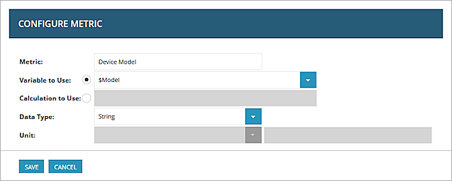 Screenshot of the configure metric page in N-central