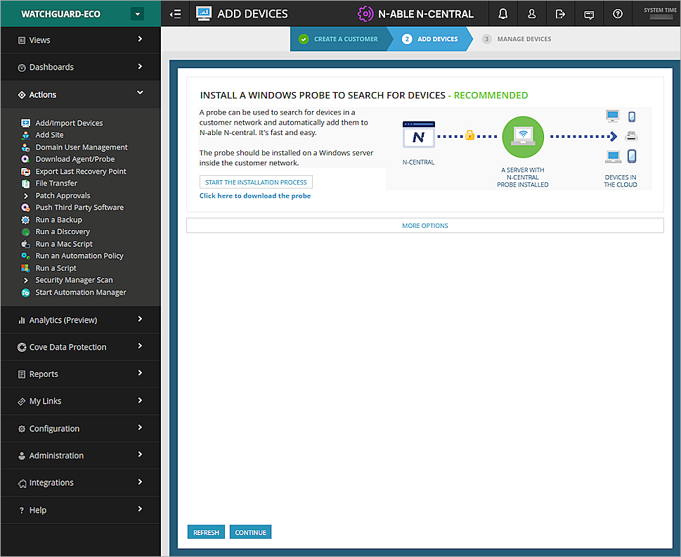 Screenshot of the device settings in N-central