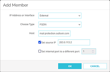 The screenshot of Add SNAT member