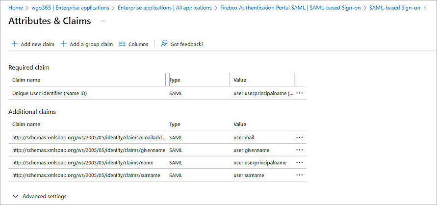 Screenshot of Entra ID, Azure SAML app setup 6