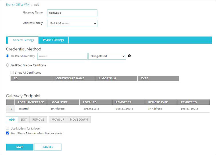 Screen shot of the completed Gateway Endpoint configuration