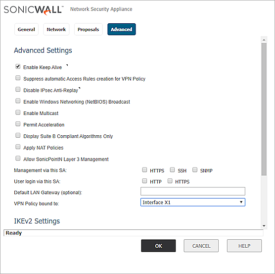 Screenshot of sonicwall, picture8, vpn policy, advanced settings.