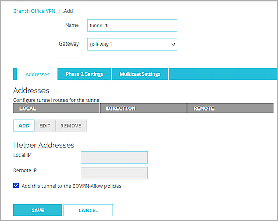 Screenshot of Firebox, addresses add
