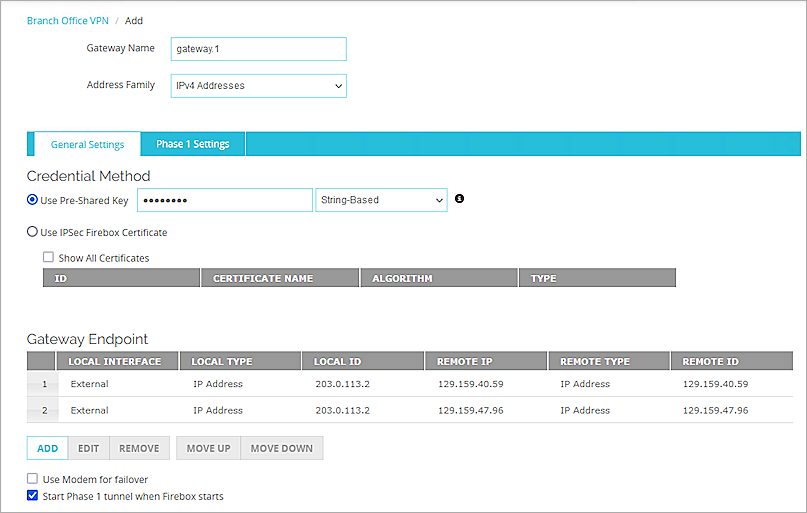 Screenshot of Firebox, gateway endpoint