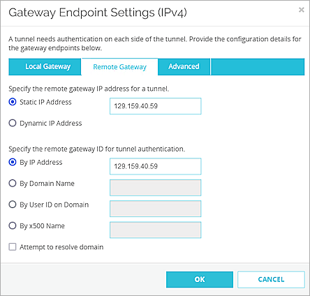 Screenshot of Firebox, remote gateway