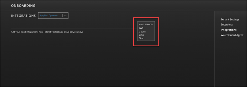 Screen shot of MDR portal Cloud Integrations page