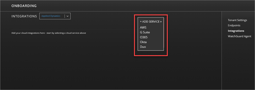 Screen shot of MDR portal Cloud Integrations page