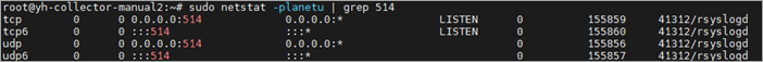 Screenshot of port 514 for syslog collection