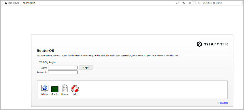 Screenshot of Mikrotik, Basic Settings 1