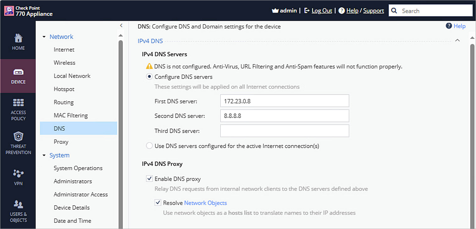 Screenshot of Palo Alto, Basic Settings 3