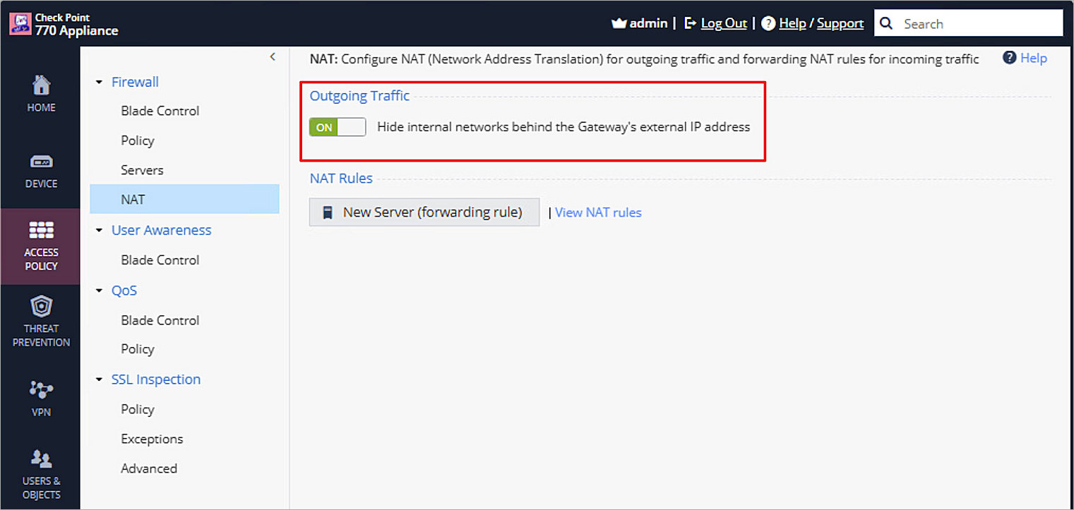 Screenshot of Check Point, Basic Settings 5