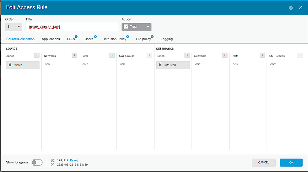 Screenshot of Cisco Firepower, Basic Settings 6