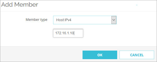 Screen shot of the WatchGaurd firewall policy member type IP