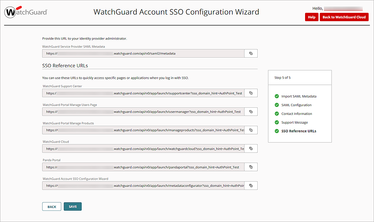 Screenshot of WGID, sso reference urls