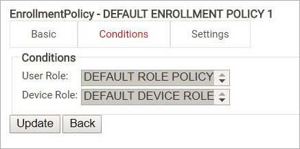 Screen shot of the SecureW2 Enrollment Policy