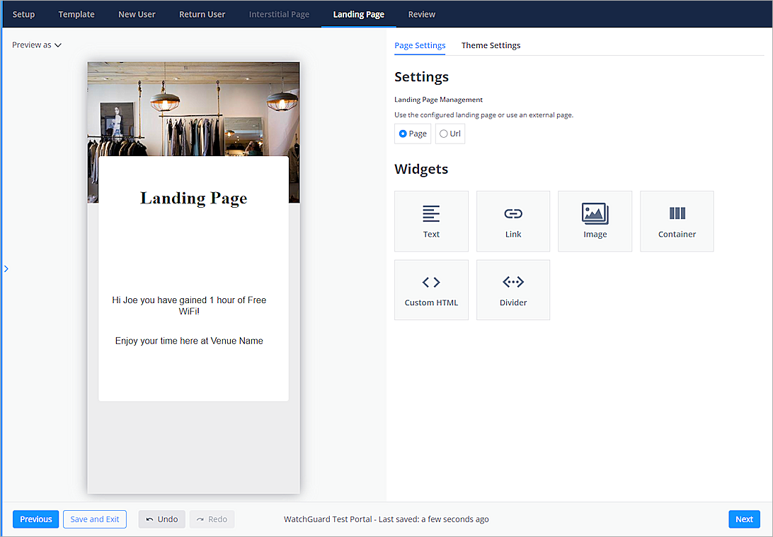 Screen shot of the Skyfii Portal Landing Page