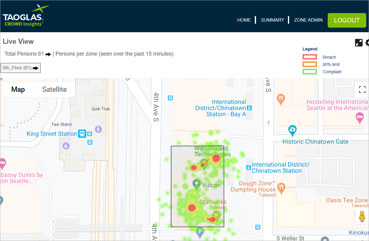 Screenshot of the Taoglas Crowd Insights access point map page