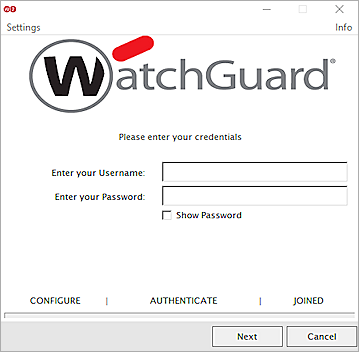 Screenshot of the WatchGuard login page after the SecureW2 connection
