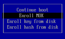 Screen shot of Enrol MOK option.