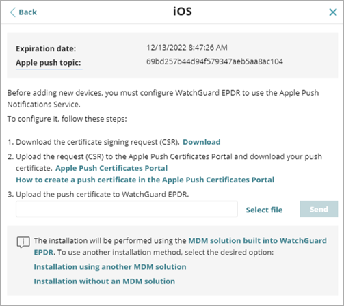 Screen shot of add iOS dialog box for MDM