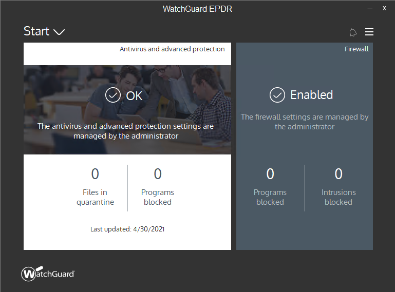 Screen shot of WatchGuard EPDR client software
