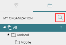 Screen shot of My Organization pane, Search icon.