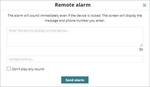 Screen shot of WatchGuard Endpoint Security, Remote Alarm dialog box