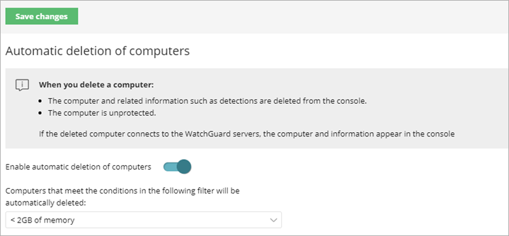 Screen shot of Automatic Deletion of Computers settings.