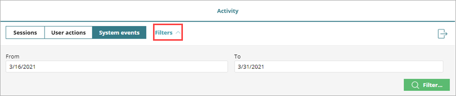 Screen shot of WatchGuard Endpoint Security, Users activity log filter