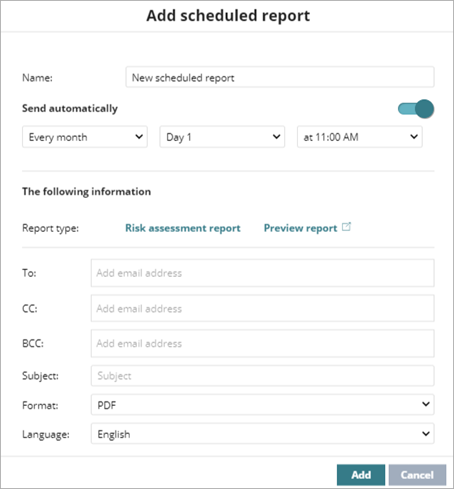 Screen shot of WatchGuard Endpoint Security, Add Scheduled Report