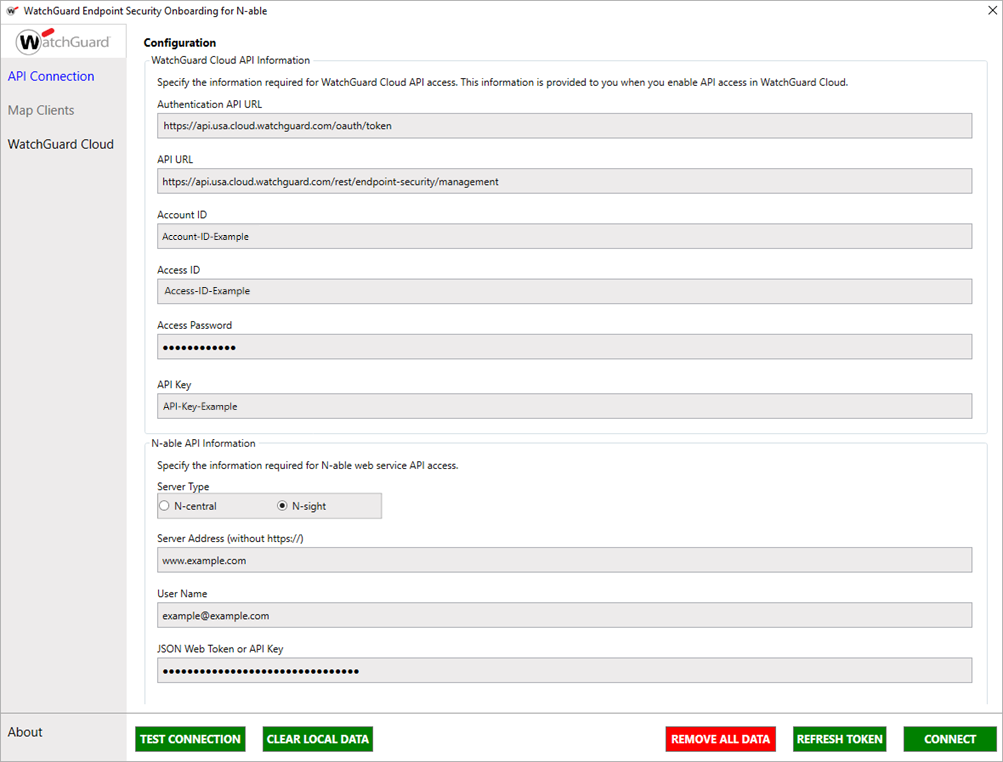 Screenshot of the WatchGuard Endpoint Security Onboarding for N-able application