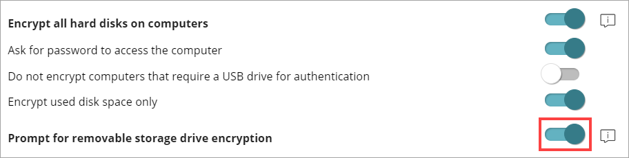 Screenshot of the prompt for Removable Storage Drive Encryption